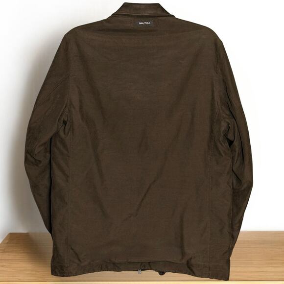 Vintage Nautica Waxed Field Coat Size M Brown Leather Collar Heritage Workwear - Picture 14 of 14